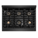 ZLINE Autograph 36-Inch 5.2 Cu. Ft. Paramount Gas Range with 6 Burner DuoPro Cooktop in Black Satin and Champagne Accents (PSGRBSZ-36-CB)