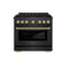 ZLINE Autograph 36-Inch 5.2 Cu. Ft. Paramount Gas Range with 6 Burner DuoPro™ Cooktop in Black Satin and Gold Accents (PSGRBSZ-36-G)