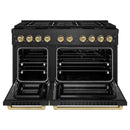 ZLINE Autograph 48-Inch 6.7 Cu. Ft. Paramount Gas Range with 8 Burner DuoPro Cooktop in Black Satin and Champagne Accents (PSGRBSZ-48-CB)