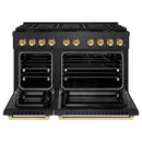 ZLINE Autograph 48-Inch 6.7 Cu. Ft. Paramount Gas Range with 8 Burner DuoPro Cooktop in Black Satin and Gold Accents (PSGRBSZ-48-G)