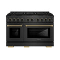 ZLINE Designer 48-Inch 6.7 Cu. Ft. Gas Range with 8 Burner DuoPro Cooktop in Black Satin with Matte Black and Champagne Accents (PSGRBSZ-48-MBCB)