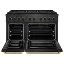 ZLINE Designer 48-Inch 6.7 Cu. Ft. Gas Range with 8 Burner DuoPro Cooktop in Black Satin with Matte Black and Champagne Accents (PSGRBSZ-48-MBCB)