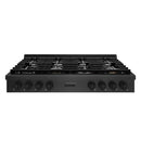 ZLINE 48-Inch Paramount Gas Rangetop with 8 Burners and Porcelain Cooktop in Black Satin Stainless Steel (SRTBS-48)