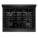 ZLINE 30-Inch Paramount Gas Rangetop with 4 Brass Burners and Porcelain Cooktop in Black Satin Stainless Steel (SRTBS-BR-30)