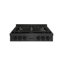 ZLINE 36-Inch Paramount Gas Rangetop with 6 Brass Burners and Porcelain Cooktop in Black Satin Stainless Steel (SRTBS-BR-36)