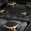ZLINE 36-Inch Paramount Gas Rangetop with 6 Brass Burners and Porcelain Cooktop in Black Satin Stainless Steel (SRTBS-BR-36)