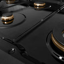 ZLINE 48-Inch Paramount Gas Rangetop with 8 Brass Burners and Porcelain Cooktop in Black Satin Stainless Steel (SRTBS-BR-48)