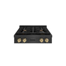 ZLINE Autograph 30-Inch Paramount Gas Rangetop with 4 Burners and Porcelain Cooktop in Black Satin and Champagne Bronze Accents (SRTBSZ-30-CB)
