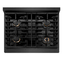 ZLINE Autograph 30-Inch Paramount Gas Rangetop with 4 Burners and Porcelain Cooktop in Black Satin and Champagne Bronze Accents (SRTBSZ-30-CB)