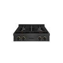 ZLINE Designer 30-Inch Paramount Gas Rangetop with 4 Burners in Black Satin with Matte Black and Champagne Bronze Accents (SRTBSZ-30-MBCB)