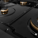 ZLINE Autograph 48-Inch Paramount Gas Rangetop with 8 Burners and Porcelain Cooktop in Black Satin with Gold Accents (SRTBSZ-48-G)