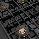 ZLINE Autograph 30-Inch Paramount Gas Rangetop with 4 Burner DuoPro™ Cooktop in Black Satin and Champagne Bronze Accents (PSRTBSZ-30-CB)