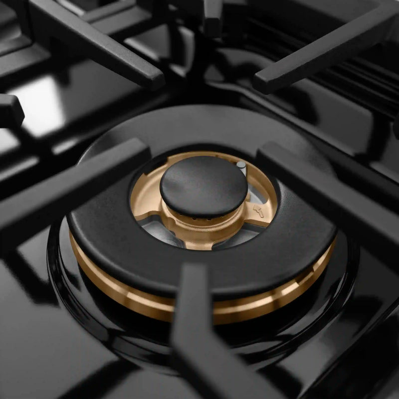 ZLINE Autograph 30-Inch Paramount Gas Rangetop with 4 Burner DuoPro™ Cooktop in Black Satin and Polished Gold Accents (PSRTBSZ-30-G)