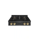 ZLINE Autograph 30-Inch Paramount Gas Rangetop with 4 Burner DuoPro™ Cooktop in Black Satin and Polished Gold Accents (PSRTBSZ-30-G)