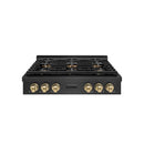 ZLINE Autograph 36-Inch Paramount Gas Rangetop with 6 Burner DuoPro™ Cooktop in Black Satin and Champagne Bronze Accents (PSRTBSZ-36-CB)