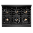 ZLINE Autograph 36-Inch Paramount Gas Rangetop with 6 Burner DuoPro™ Cooktop in Black Satin and Polished Gold Accents (PSRTBSZ-36-G)