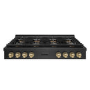 ZLINE Autograph 48-Inch Paramount Gas Rangetop with 8 Burner DuoPro™ Cooktop in Black Satin and Champagne Accents (PSRTBSZ-48-CB)