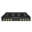 ZLINE Autograph 48-Inch Paramount Gas Rangetop with 8 Burner DuoPro™ Cooktop in Black Satin and Polished Gold Accents (PSRTBSZ-48-G)