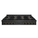 ZLINE Designer 48-Inch Paramount Gas Rangetop with 8 Burner DuoPro™ Cooktop in Black Satin with Black and Champagne Accents (PSRTBSZ-48-MBCB)