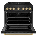 ZLINE Autograph 36-Inch Paramount Dual Fuel Range in Black Stainless Steel and Bronze Helix Handle (SDRBZ-36-KCB)