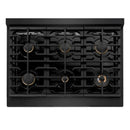 ZLINE Autograph 36-Inch Paramount Dual Fuel Range in Black Stainless Steel and Bronze Helix Handle (SDRBZ-36-KCB)