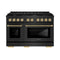 ZLINE Autograph 48-Inch Paramount Dual Fuel Range in Black Stainless Steel and Bronze Helix Handles (SDRBZ-48-KCB)
