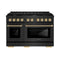 ZLINE Autograph 48-Inch Paramount Dual Fuel Range in Black Stainless Steel and Gold Helix Handles (SDRBZ-48-KG)