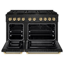 ZLINE Autograph 48-Inch Paramount Dual Fuel Range in Black Stainless Steel and Gold Helix Handles (SDRBZ-48-KG)