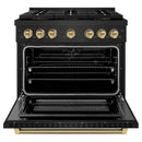 ZLINE Autograph 36-Inch Paramount DuoPro Dual Fuel Range in Black Stainless Steel with Champagne Helix Handle (PSDRBZ-36-KCB)