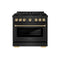 ZLINE Autograph 36 in. Paramount DuoPro Dual Fuel Range in Black Stainless Steel with Polished Gold Handle (PSDRBZ-36-KG)