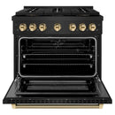 ZLINE Autograph 36 in. Paramount DuoPro Dual Fuel Range in Black Stainless Steel with Polished Gold Handle (PSDRBZ-36-KG)