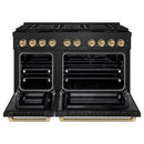 ZLINE Autograph 48-Inch Paramount DuoPro Dual Fuel Range in Black Stainless Steel with Champagne Helix Handles (PSDRBZ-48-KCB)