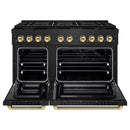 ZLINE Autograph 48 in. Paramount DuoPro Dual Fuel Range in Black Stainless Steel with Polished Gold Handles