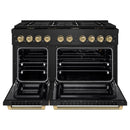 ZLINE Autograph 48-Inch Paramount Gas Range in Black Stainless Steel with Bronze Helix Handles (SGRBZ-48-KCB)