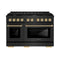 ZLINE Autograph 48-Inch Paramount Gas Range in Black Stainless Steel with Gold Helix Handles (SGRBZ-48-KG)