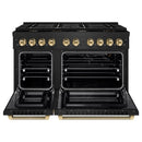 ZLINE Autograph 48-Inch Paramount Gas Range in Black Stainless Steel with Gold Helix Handles (SGRBZ-48-KG)