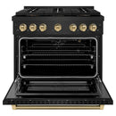 ZLINE Autograph 36-Inch Paramount DuoPro Gas Range in Black Stainless Steel with Champagne Bronze Helix Handle (PSGRBZ-36-KCB)