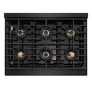 ZLINE Autograph 36-Inch Paramount DuoPro Gas Range in Black Stainless Steel with Champagne Bronze Helix Handle (PSGRBZ-36-KCB)