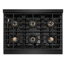 ZLINE Autograph 36-Inch Paramount DuoPro Gas Range in Black Stainless Steel with Polished Gold Helix Handles (PSGRBZ-36-KG)