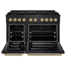 ZLINE Autograph 48-Inch Paramount DuoPro Gas Range in Black Stainless Steel with Champagne Bronze Helix Handles (PSGRBZ-48-KCB)