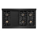 ZLINE Autograph 48-Inch Paramount DuoPro Gas Range in Black Stainless Steel with Polished Gold Helix Handles (PSGRBZ-48-KG)