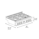 ZLINE Autograph Edition 36-Inch Porcelain Rangetop with 6 Gas Burners in Satin Stainless Steel and Champagne Bronze Accents (RTSZ-36-CB)