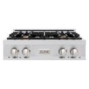 ZLINE 30-Inch Porcelain Gas Stovetop with 4 Gas Brass Burners (RT-BR-30)
