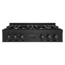 ZLINE 36-Inch Porcelain Gas Stovetop in Black Stainless Steel with 6 Gas Brass Burners (RTB-BR-36)