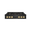 ZLINE Autograph Edition 36-Inch Porcelain Rangetop with 6 Gas Burners in Black Stainless Steel and Champagne Bronze Accents (RTBZ-36-CB)