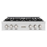 ZLINE 36-Inch Porcelain Gas Stovetop in Satin Stainless Steel with 6 Gas Burners (RTS-36)