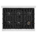 ZLINE 36-Inch Porcelain Gas Stovetop in Fingerprint Resistant Stainless Steel with 6 Gas Burners and Griddle (RTS-GR-36)