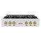 ZLINE Autograph Edition 36-Inch Porcelain Rangetop with 6 Gas Burners in Satin Stainless Steel and Champagne Bronze Accents (RTSZ-36-CB)