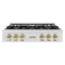 ZLINE Autograph Edition 36-Inch Porcelain Rangetop with 6 Gas Burners in Satin Stainless Steel and Gold Accents (RTSZ-36-G)