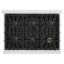 ZLINE Autograph Edition 36-Inch Porcelain Rangetop with 6 Gas Burners in Satin Stainless Steel and Matte Black Accents (RTSZ-36-MB)